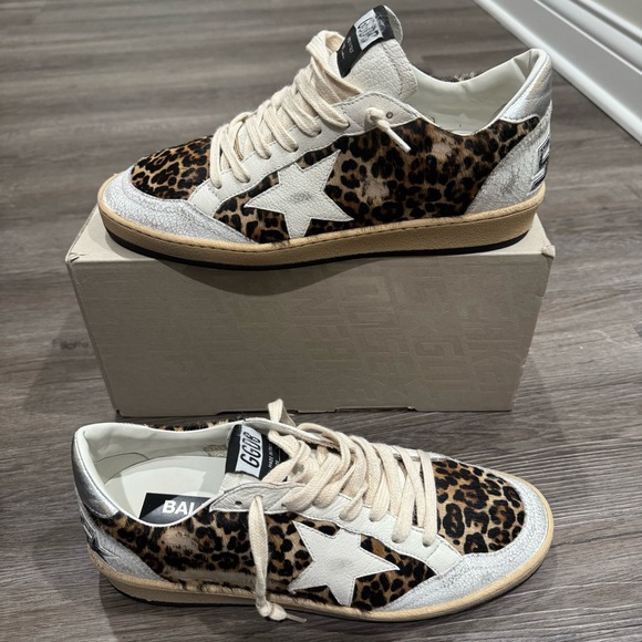 Golden Goose Ballstar Leo Horsy Leather Upper Leopard Print Sneakers - Picture 3 of 16